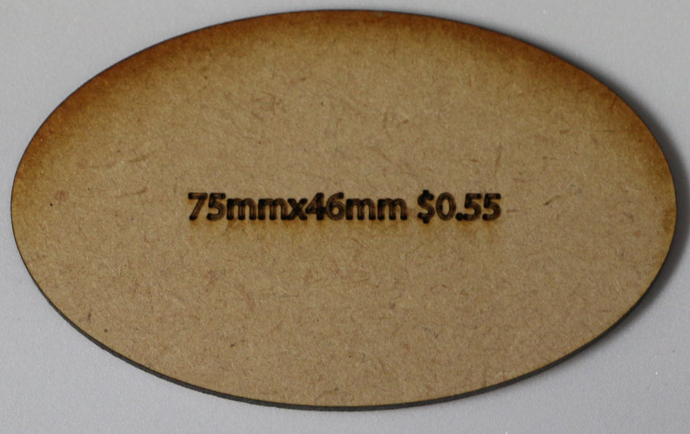 Sinclair Games MDF Base: 75mm x 46mm Oval