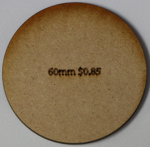 Sinclair Games MDF Base: 60mm Round